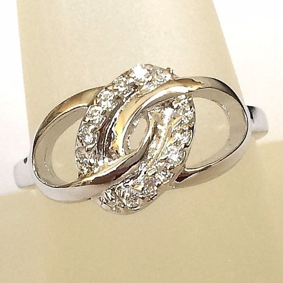 Infinity Knot Ring Size 10 Love Cocktail Statement Silver Rhodium Plated CZ - Picture 2 of 10